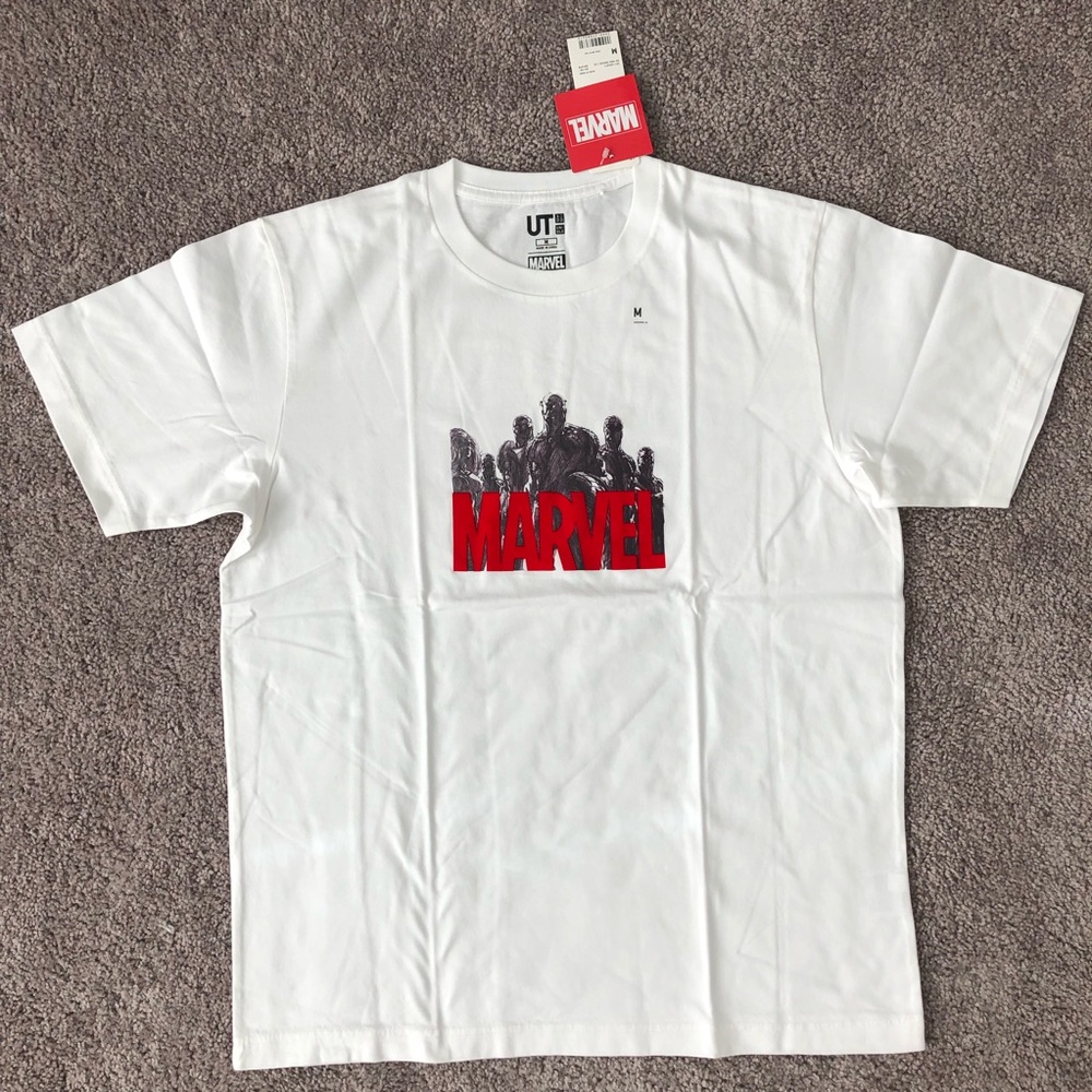 UNIQLO x Marvel Super Hero Print White T-Shirt Short Sleeve Men’s Size M
